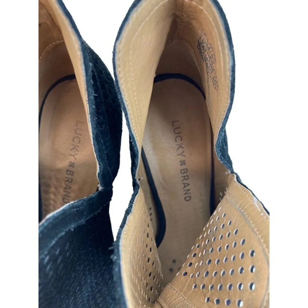 *Lucky Brand Larise Black Suede Leather Ankle Booties Womens US 10 Laser Cut - Image 12