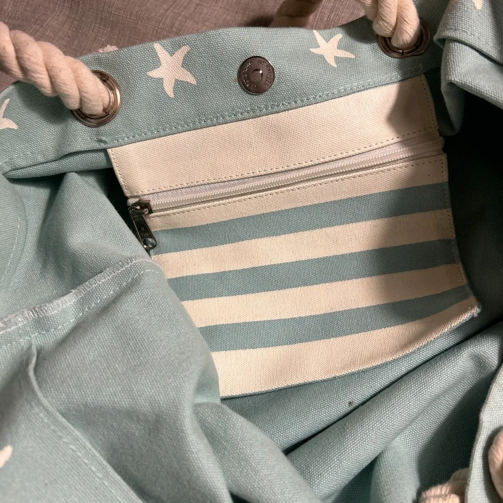 Teal beach bag Blue - Image 3