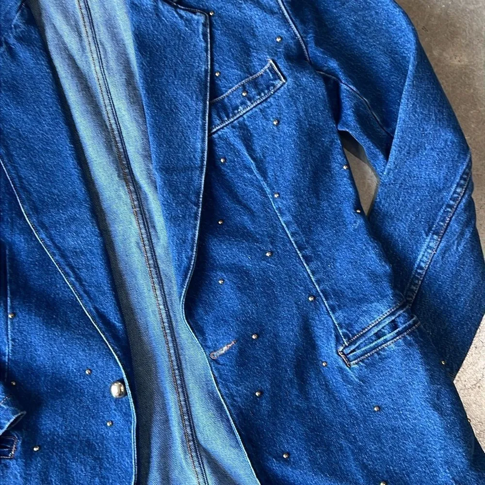 Maxilou Studded Jean‎ Jacket Blazer Size M C31 Blue Size M - Image 5
