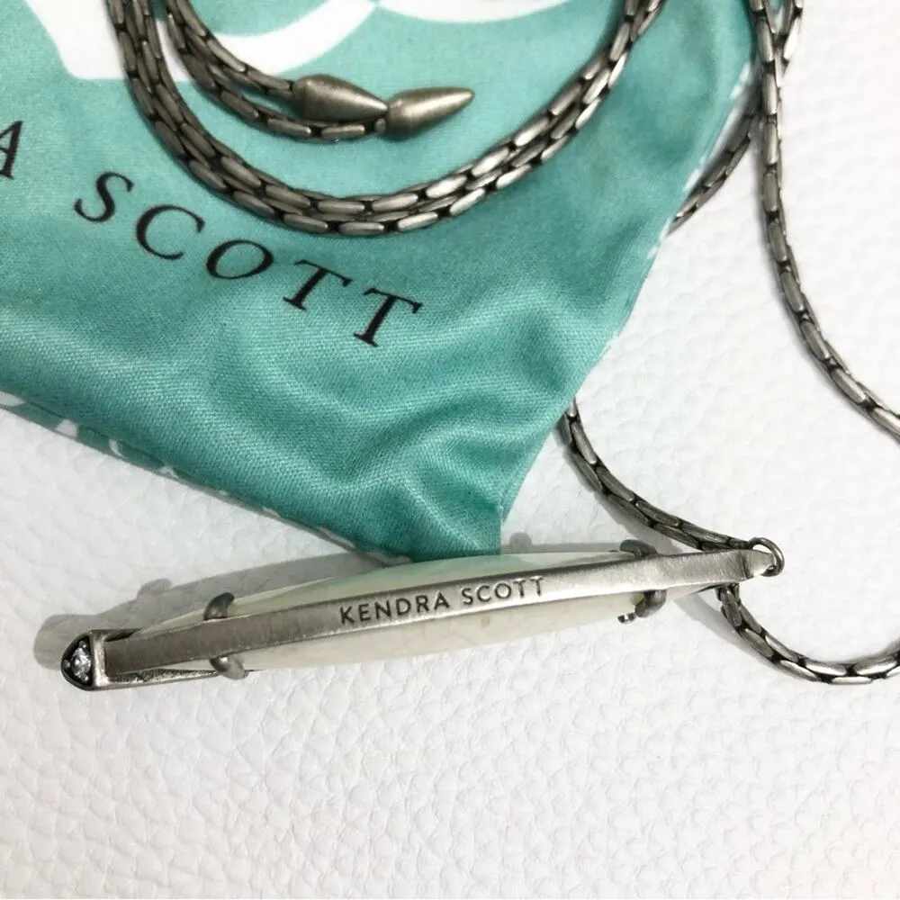 Kendra Scott Milla Pendant Nevklace Antique Silver Ivory Crackle Pearl NWT - Image 6