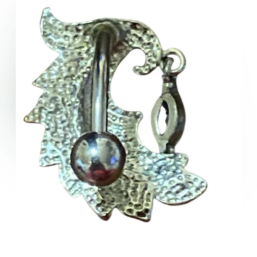 Sparkly Moon Belly Ring: Surgical Steel Navel Piercing - Image 3