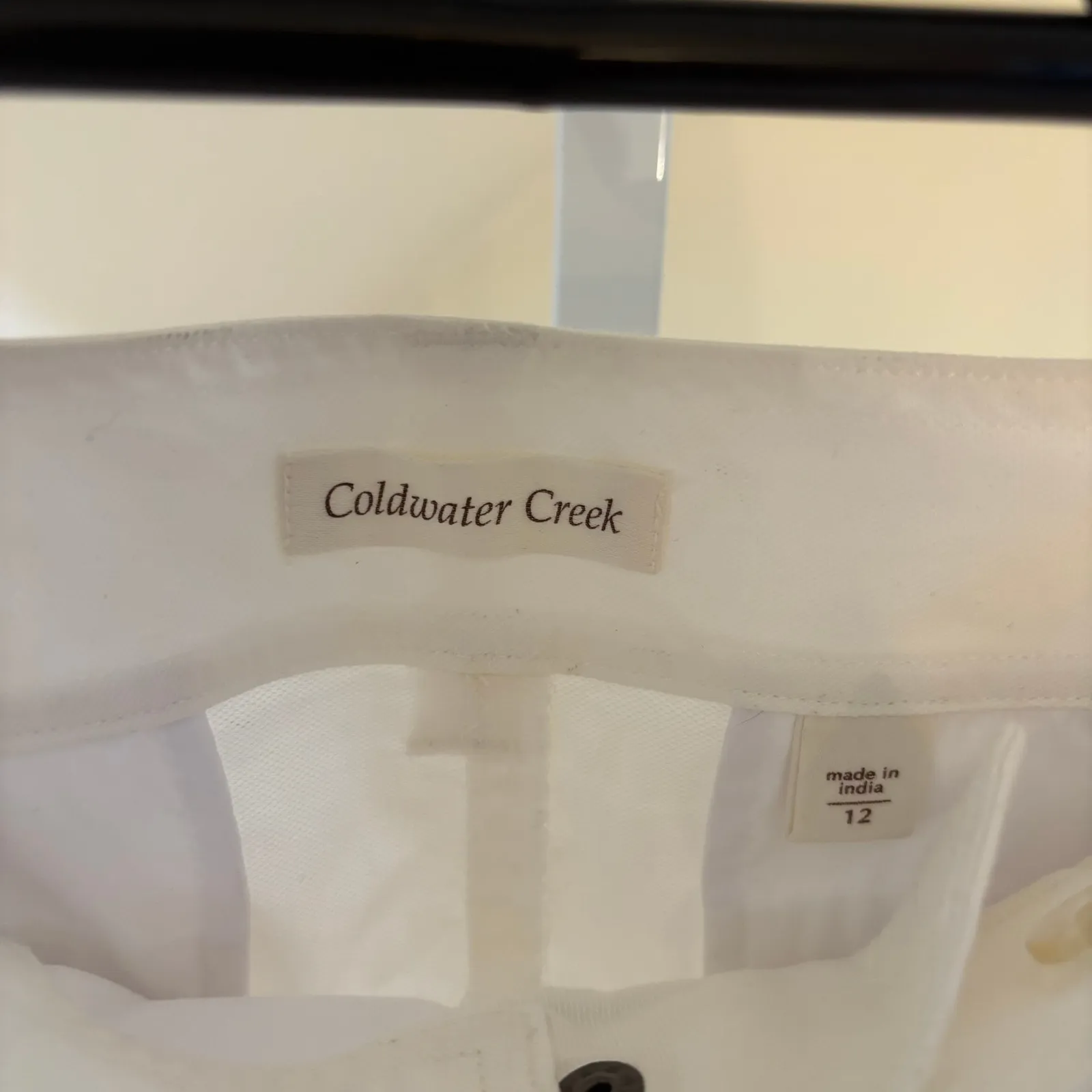 Coldwater Creek NWOT Women's White Cropped Cotton Blend Pants Size 12 - Image 2