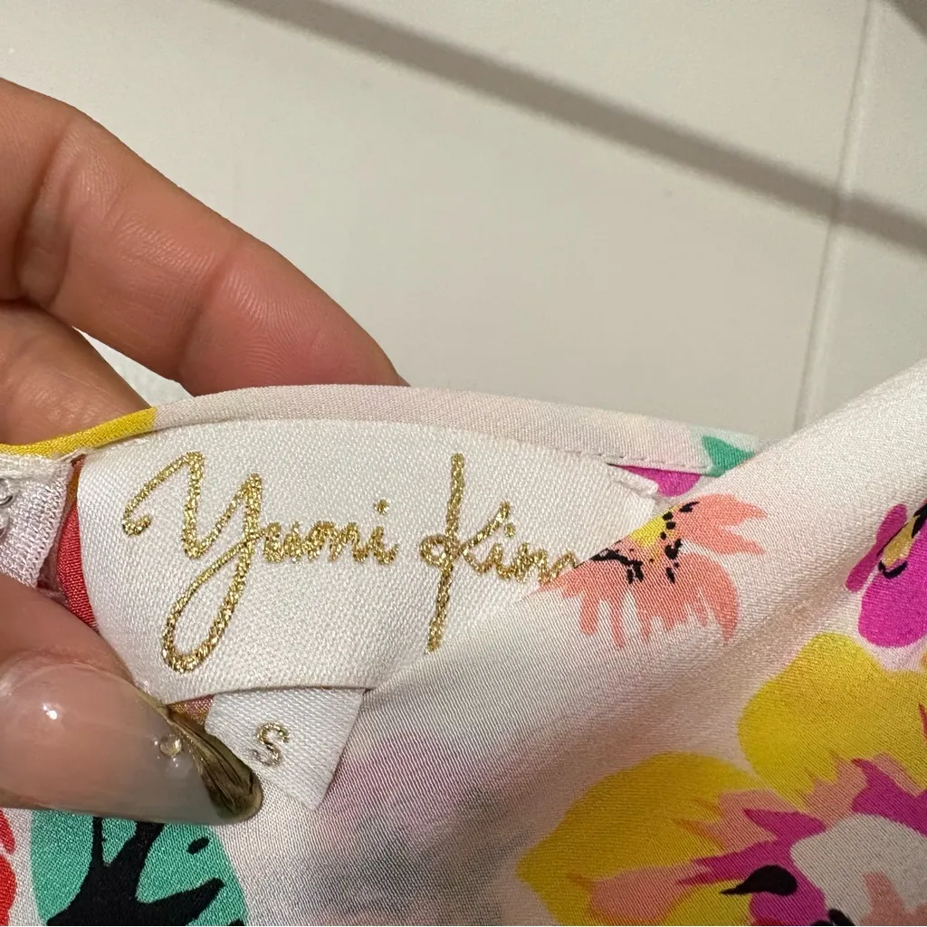 Yumi Kim Jayne Silk Mini Dress White Indigo Bloom Floral Wrap Size S - Image 5