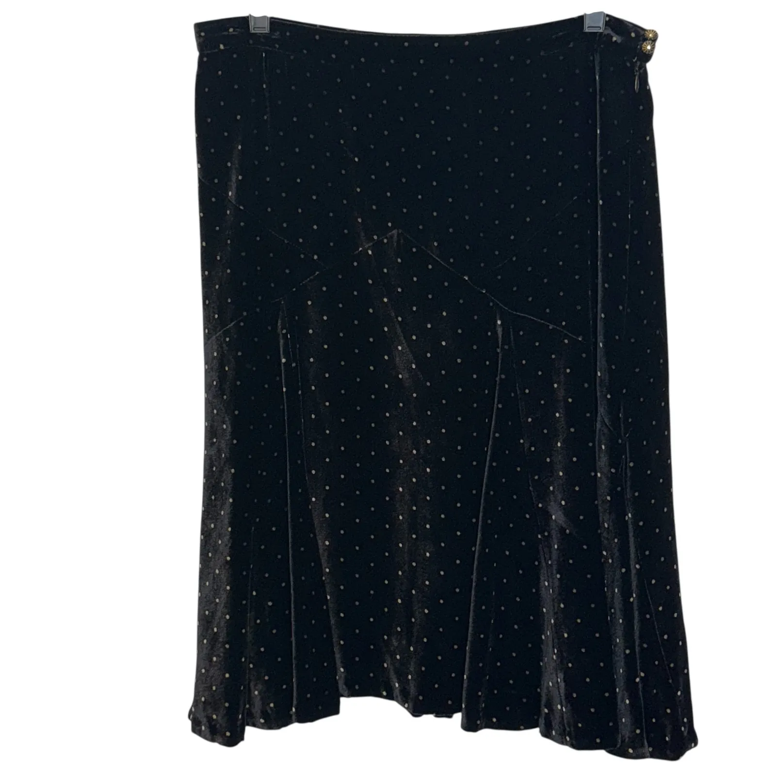MARC JACOBS Vintage Black Velvet W/Silver Polka Dot Midi Skirt Silk Blend Y2K 10 - Image 2