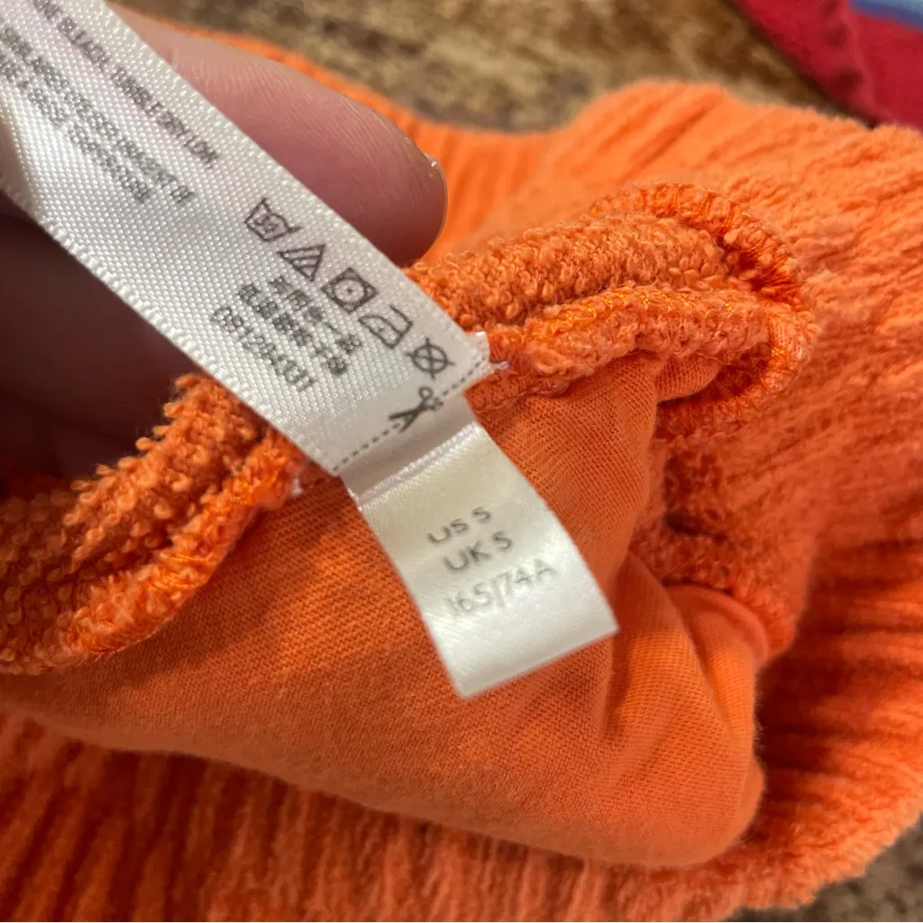 Free People Beach Terry Cloth High Waisted Shorts in Orange Size Small - Image 10