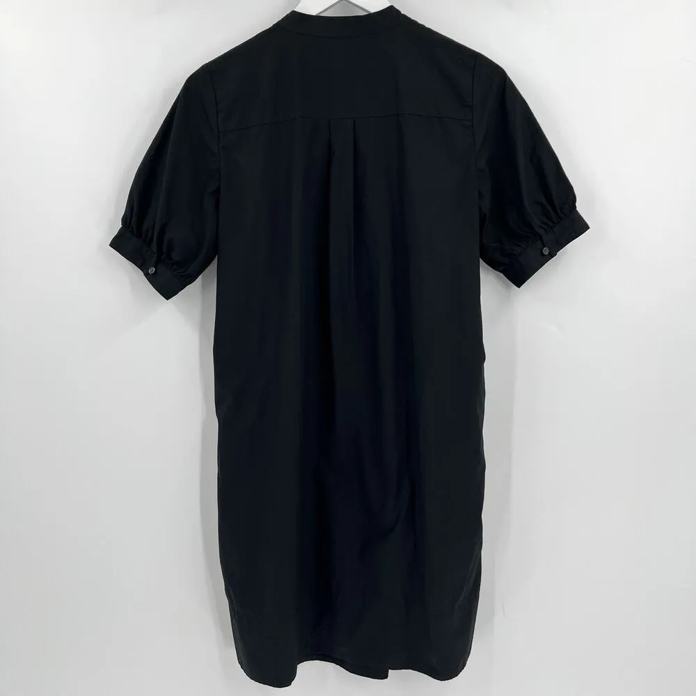 J. Crew Short Sleeve Mini Shirt Dress 100% Cotton Poplin Black Button Size‎ XST - Image 5