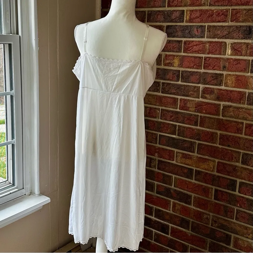 White Pink Lace Chemise Spaghetti Straps Slip Dress Vintage Union Made Size 42 - Image 4