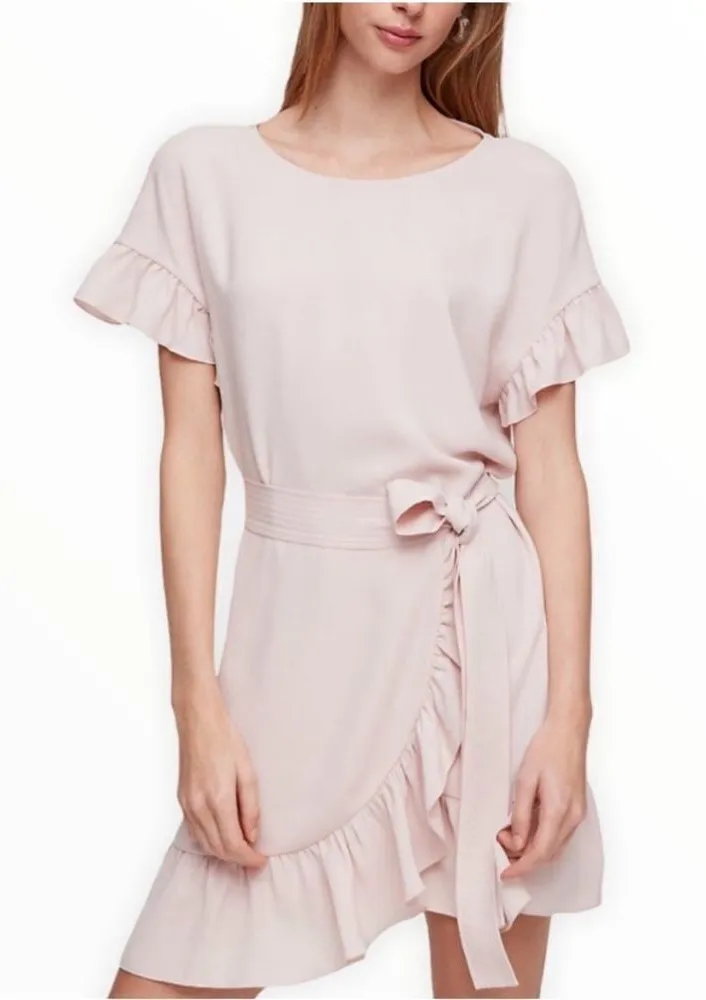 Wilfred Aritzia Ninette Ruffle Wrap Dress in Powder Pink size S - Image 1