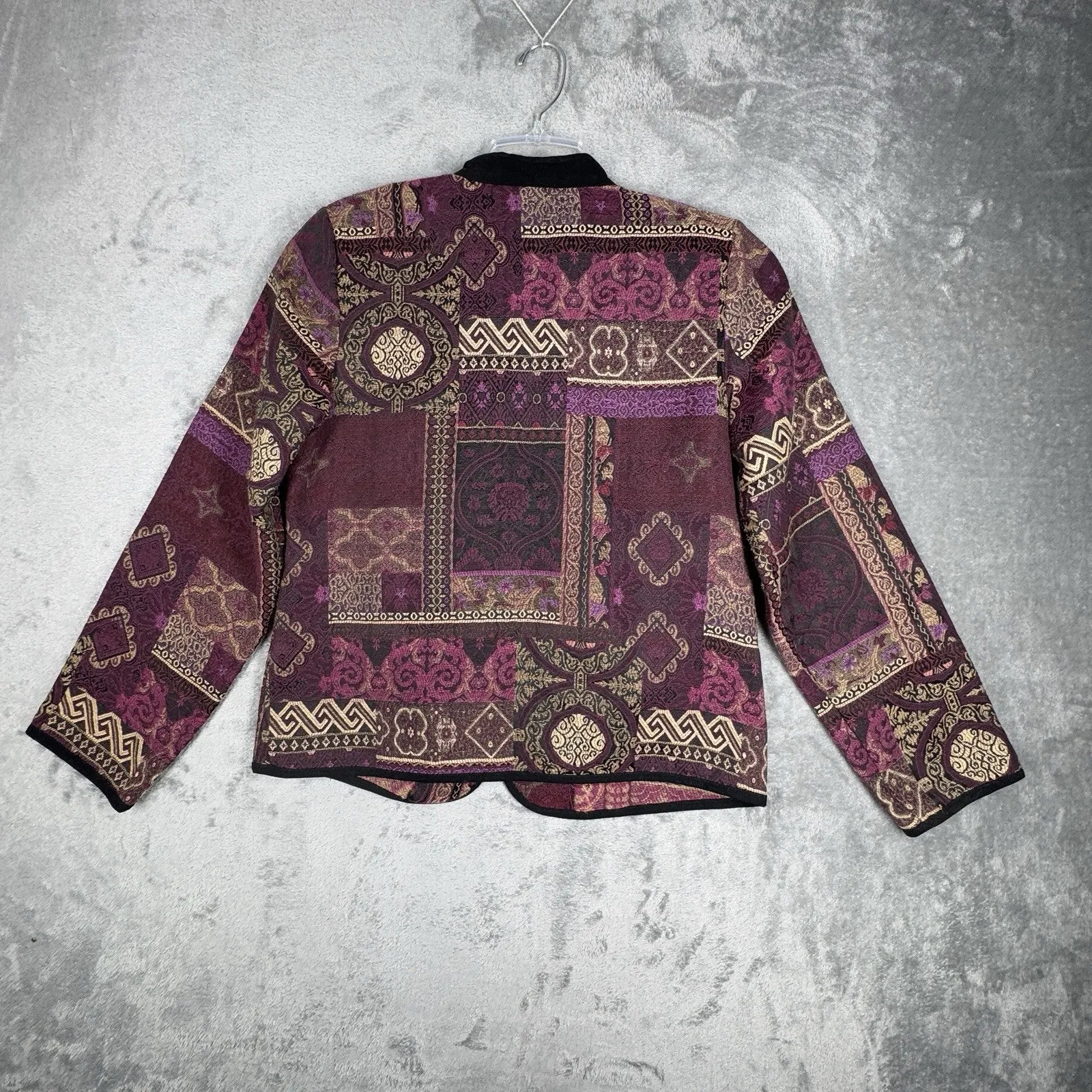 Dressbarn Blazer Womens Small Purple Tapestry Print Boho Bohemian Grandmacore‎ - Image 3