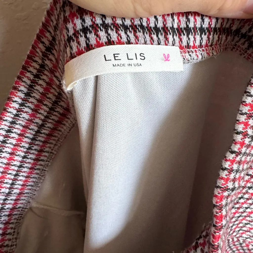 Le Lis Red Black Houndstooth A-Line Skirt Womens L Academia Career Business Prep - Image 5