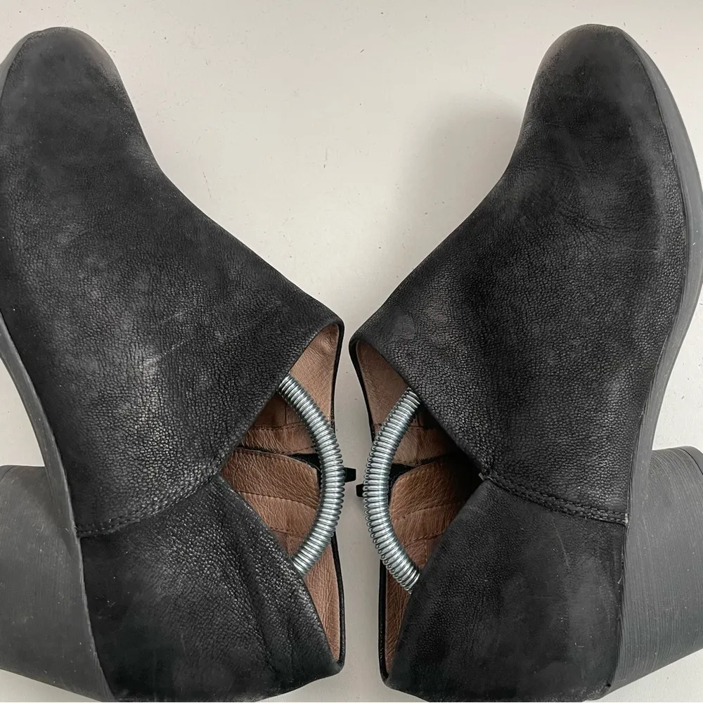 Dansko Bootie Boots Raina Heel Comfort Zipper Leather Burnished Distressed Black - Image 9