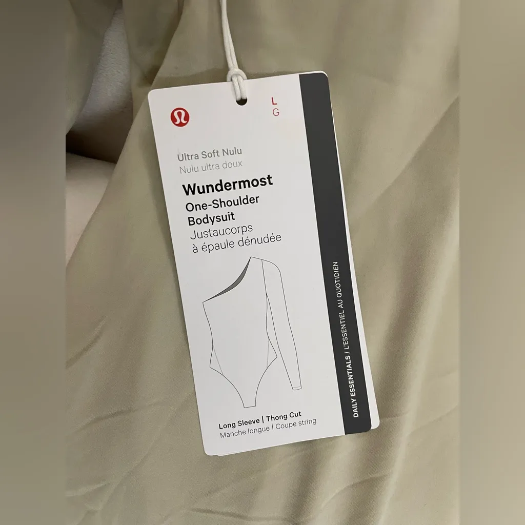 Lululemon NWT Wundermost Ultra Soft Nulu Long Sleeve One Shoulder Bodysuit Tan L - Image 14