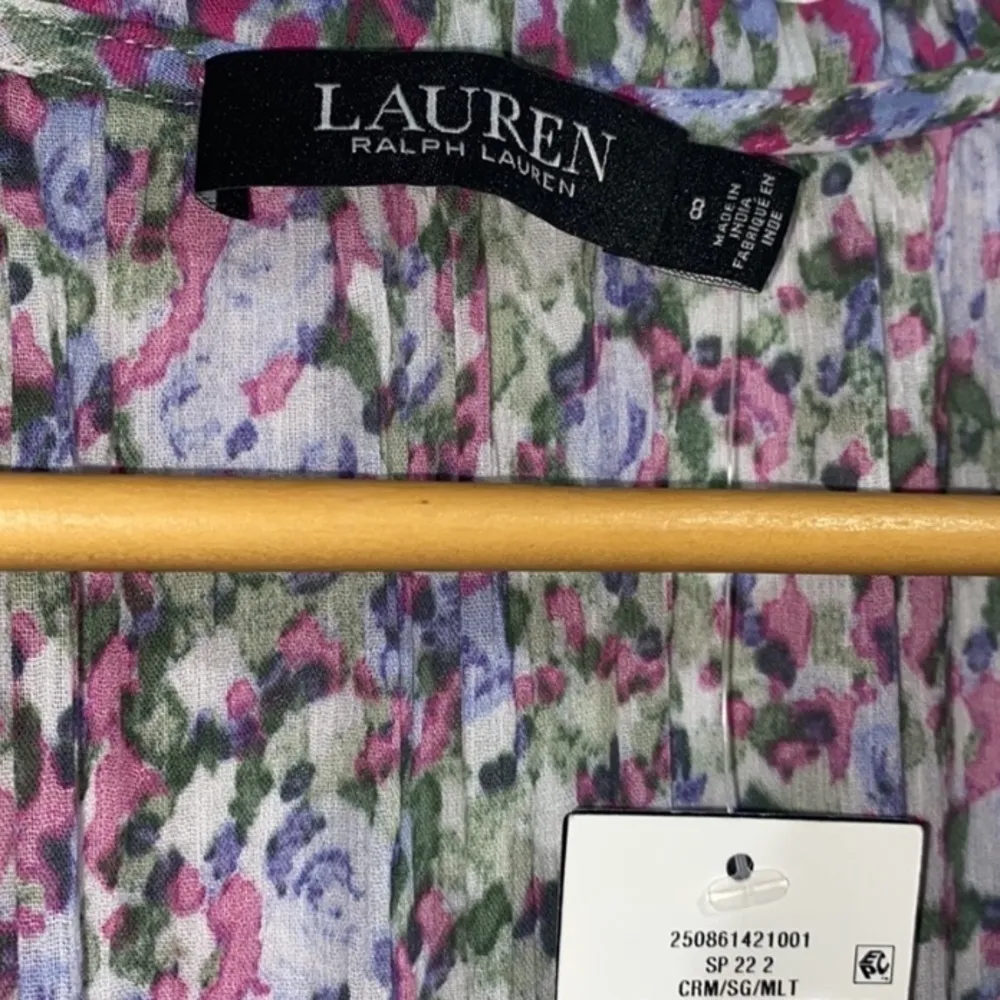 Ralph Lauren dress floral capped ruffled midi size 8 NEW - Image 8