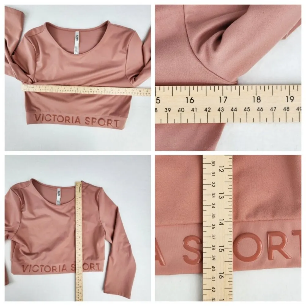 Victoria Sport Victorias Secret Long Sleeve Crop Top Size Large Pink Peach - Image 6