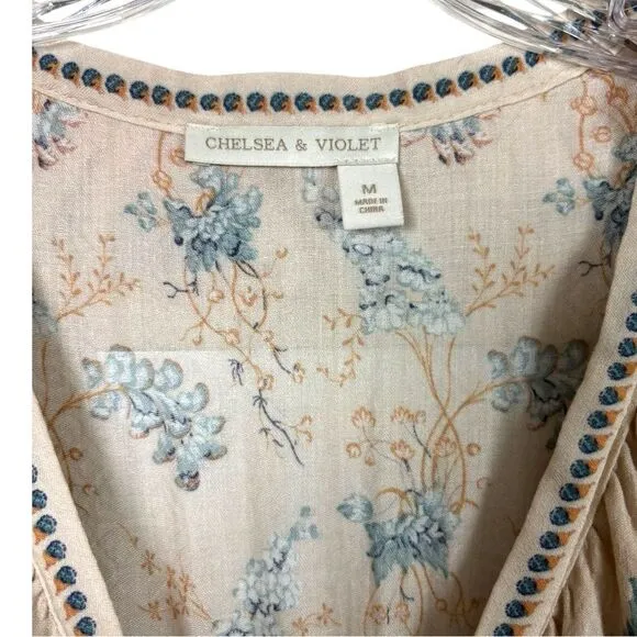 Chelsea & Violet Plisse Ruffle‎ Deep V-Neck Long Smocked Tiered Maxi Dress Sz M - Image 6