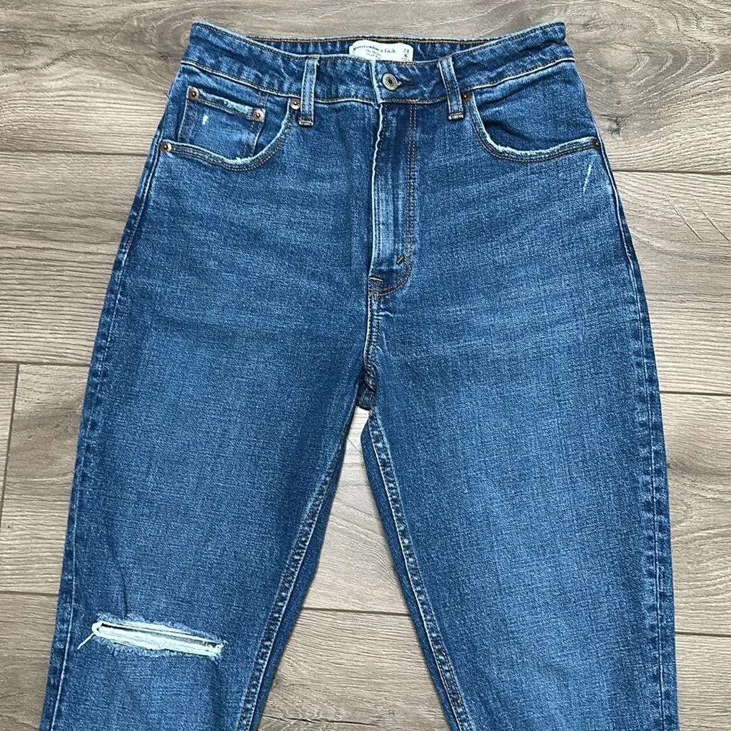 Abercrombie & Fitch The Skinny High Rise Distressed Stretch Blue‎ Jeans Size 28 - Image 2