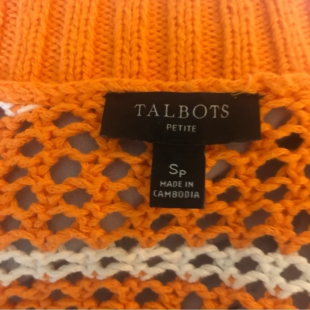 Petites Open Weave V-Neck Shaker Style Sweater SP Striped V Neck Cotton - Image 6