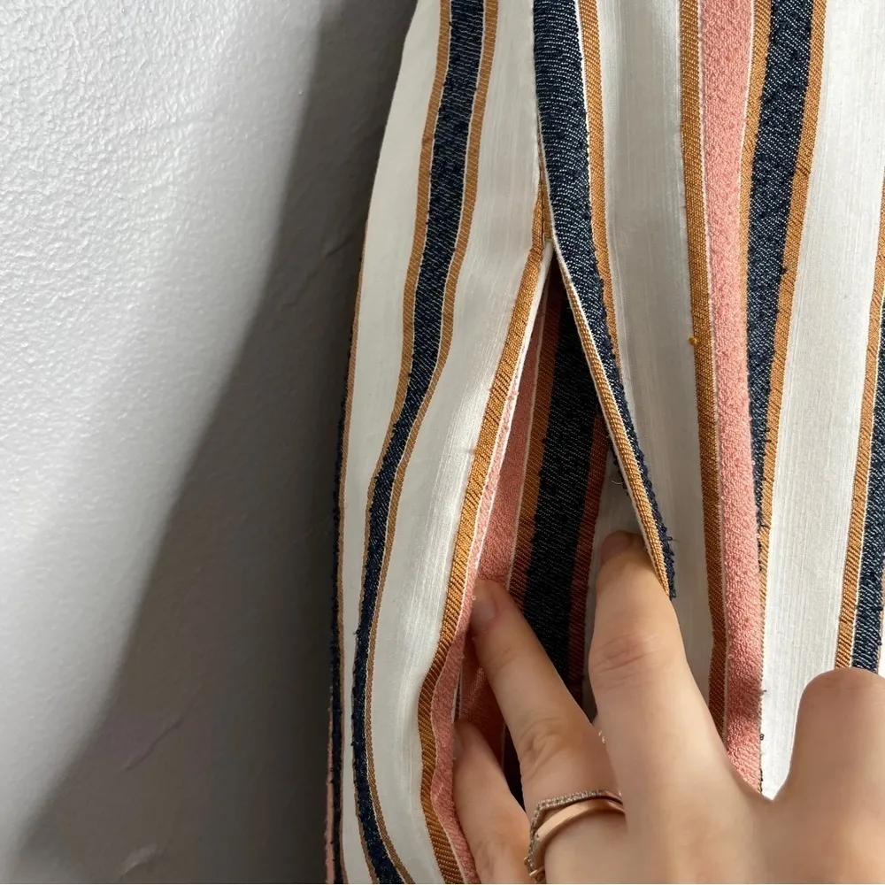 ADELYN RAE Gidget Striped Woven Sleeveless Tie Back Cropped Jumpsuit Size Small - Image 6