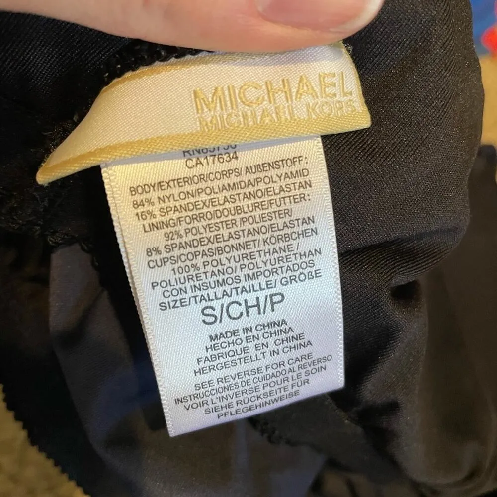 Michael Kors Blue Logo Tankini Swimsuit Top Womens S Halter Tie Neck - Image 4