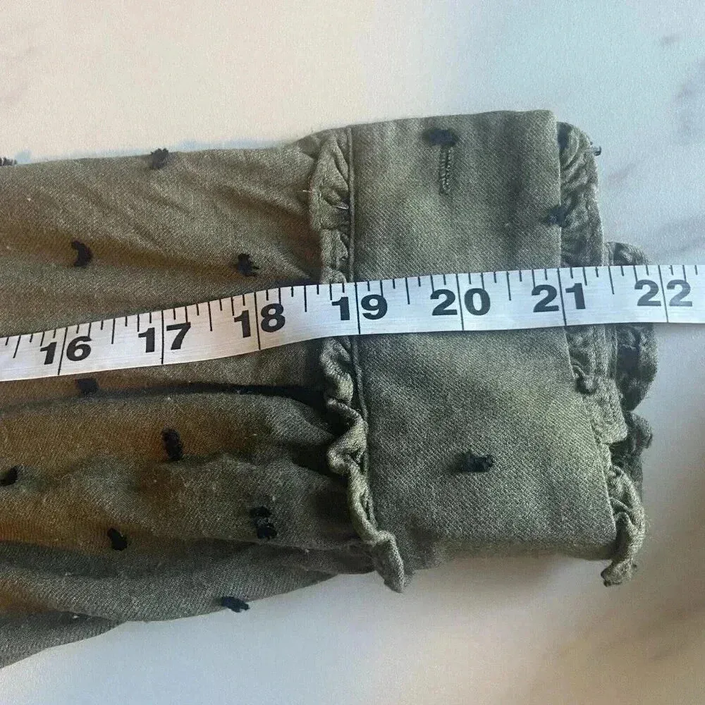 Zara Mini Tunic Dolman Dress Boho Green Pullover Long‎ Sleeve Size M Medium Twee - Image 8