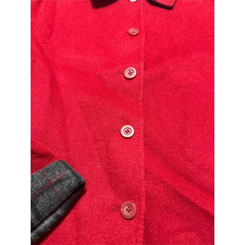 Charter Club Reversible Jacket Blazer Coat Wool Blend Rue Royale Red Plaid Sz M - Image 2