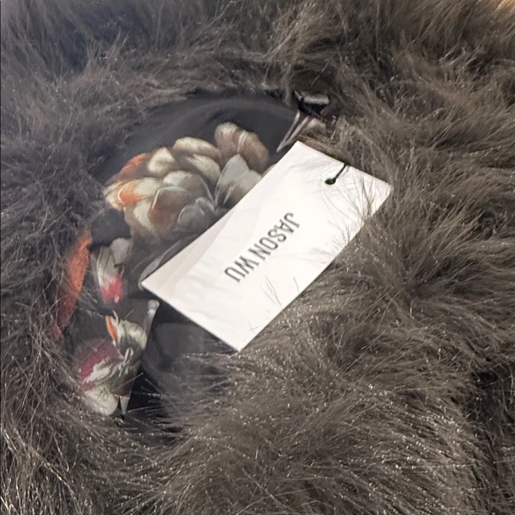 NWT Jason Wu Charcoal Gray Faux Fur Vest Shrug Bolero Open Front Fluffy Medium - Image 6