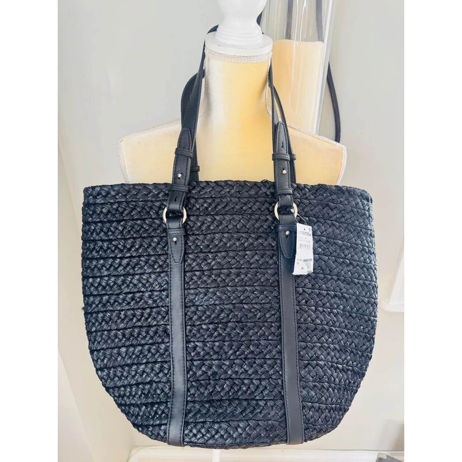 Helen Kaminski Pinimil Bridle Raffia Tote Bag, Black, Designer Luxury, NWT Black - Image 6