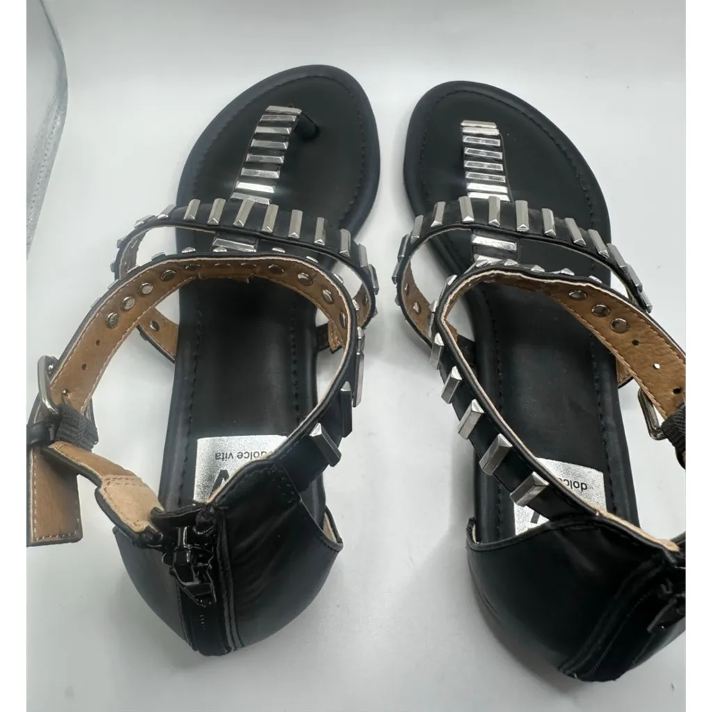 DV Dolce Vita Black Silver SIZE 7 Studded Gladiator Sandals - Image 3