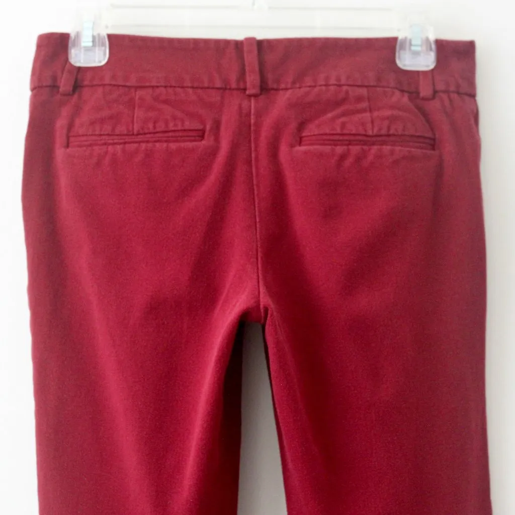 Merona Cotton Raspberry Burgundy Red Stretch Modern Cropped Ankle Pants 4 - Image 7