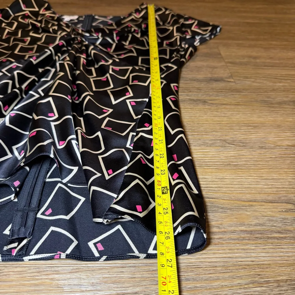 Armani Collezioni Silk Black Cream and Pink Geometric Blouse Cap Sleeve - Image 7