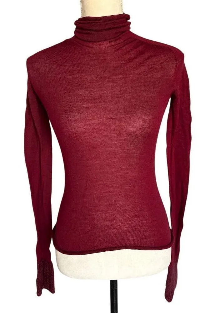 Piazza Sempione Women's Burgundy Turtleneck Sweater Size 42 - Image 1