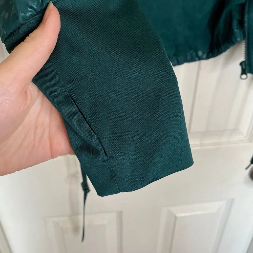 ZYIA ACTIVE Jade Bomber Jacket Green Leopard Animal Print Size Small Athletic - Image 7