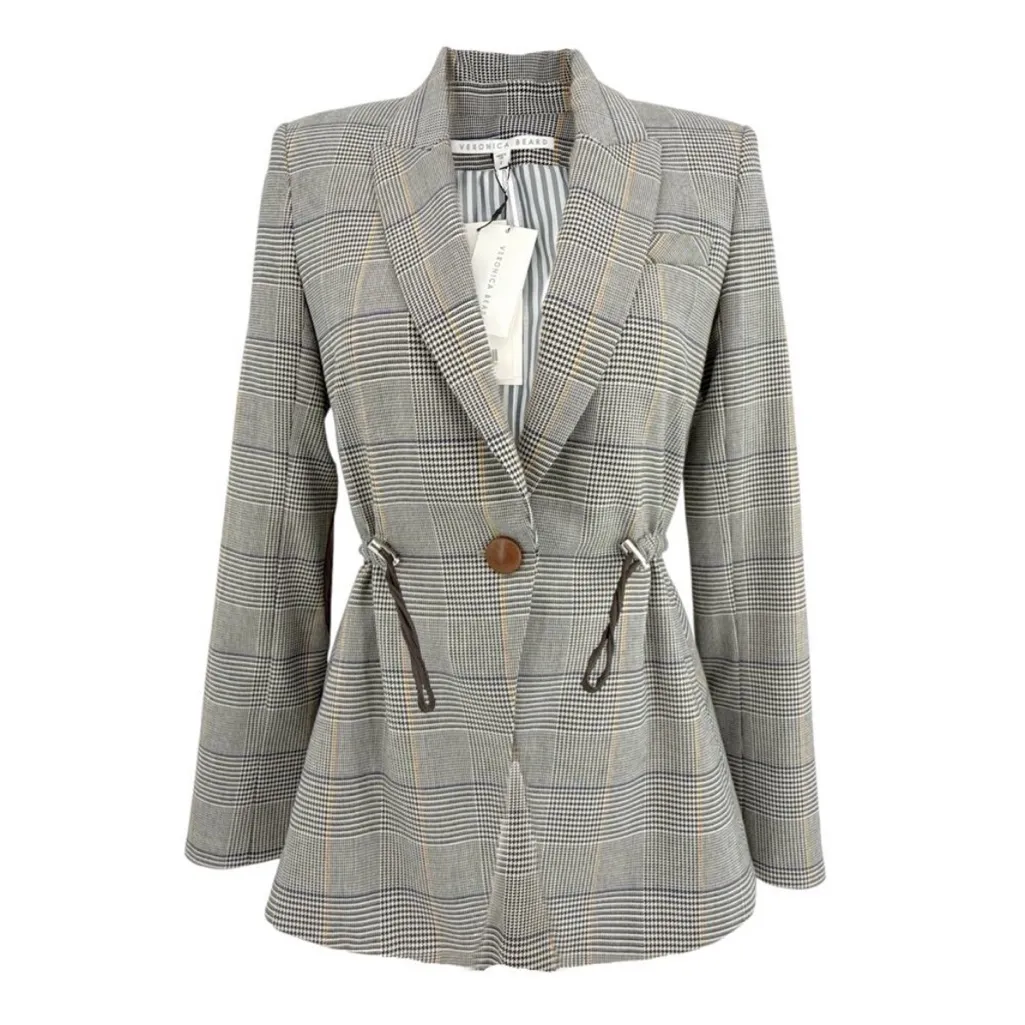 NEW NWT Veronica Beard Joshua Dickey Blazer Jacket In White Multi Houndstooth - Image 4