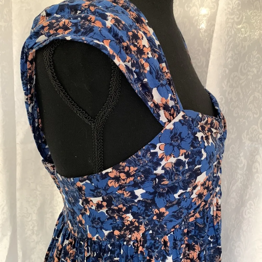 Free People Blue Floral Mini Dress - Image 4