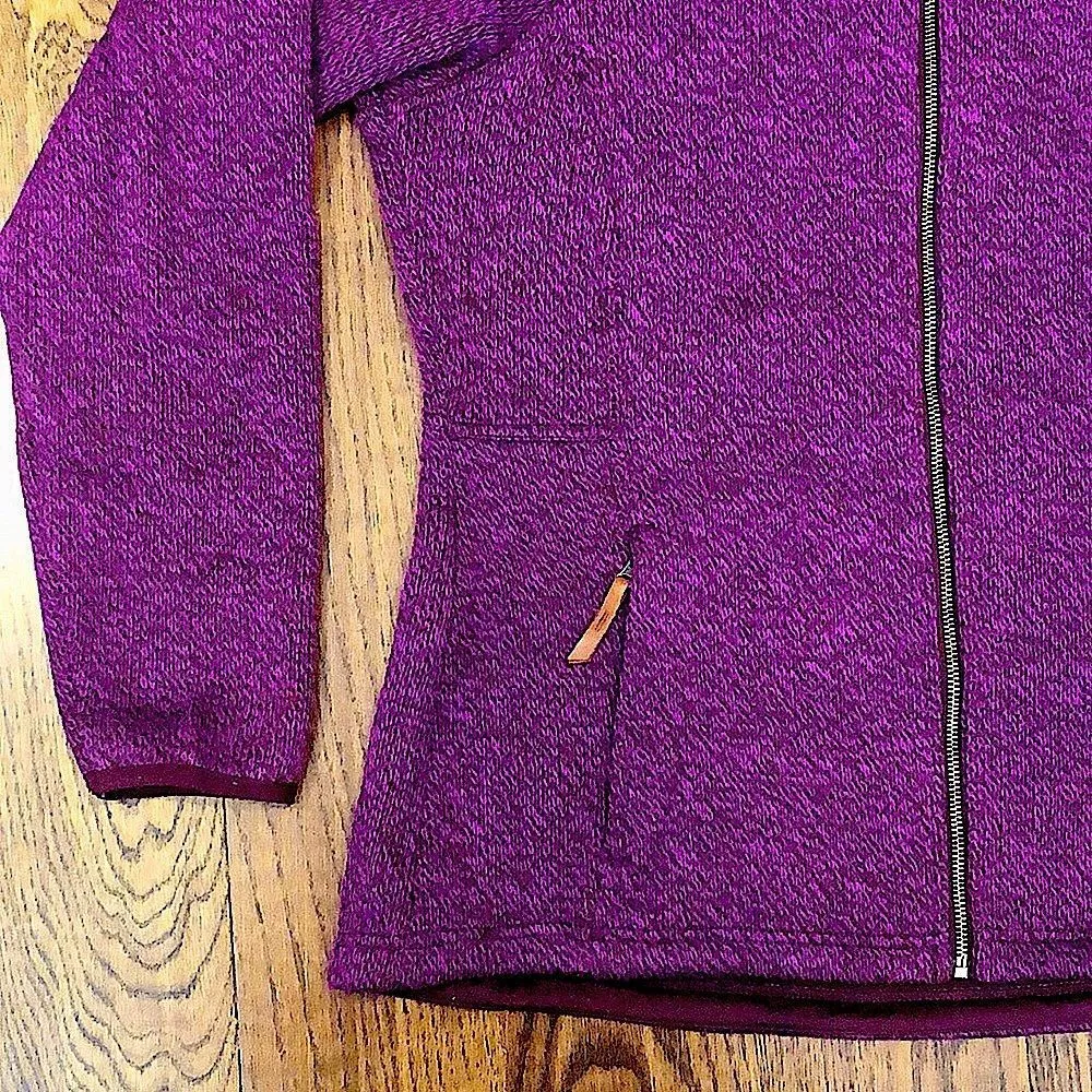 COLUMBIA Womens Raspberry Wine Knit Full Zip Fleece Lined Zip Pockets Hoodie Lrg - Image 6