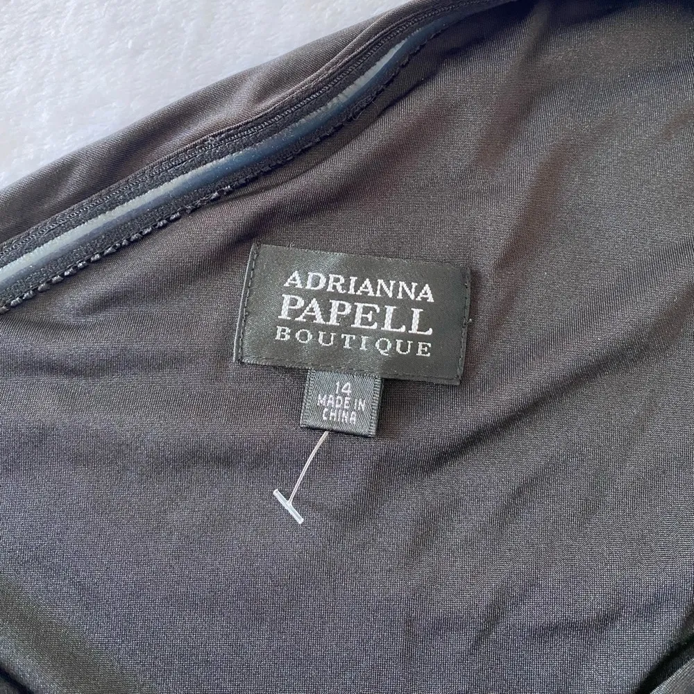 Adrianna Papell Boutique Beaded One Shoulder Jersey Dress Size 14 - Image 4