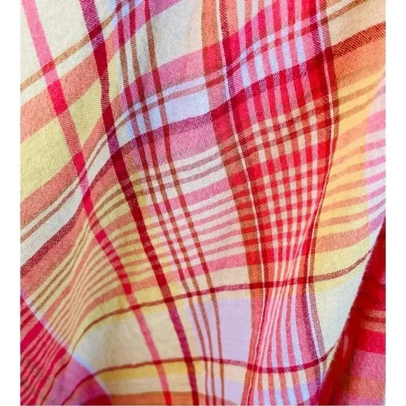 LANE BRYANT MADRAS PLAID PEASANT TOP BRIGHT COLORS‎ WOMEN PLUS SIZE 18/20 - Image 5