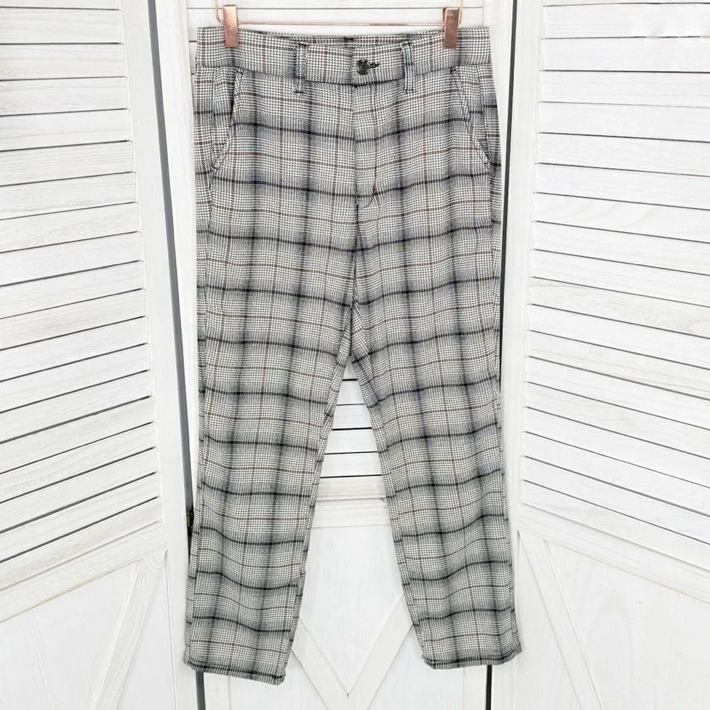 American Eagle Outfitters Plaid Flannel Super High Rise Skinny Trousers Beige 4 - Image 16