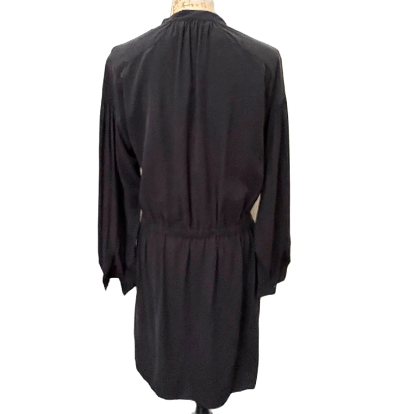 Vince Shirred Sleeve 100%‎ Silk Dress Drawstring Waist Minimalist Luxury Size XS - Image 4