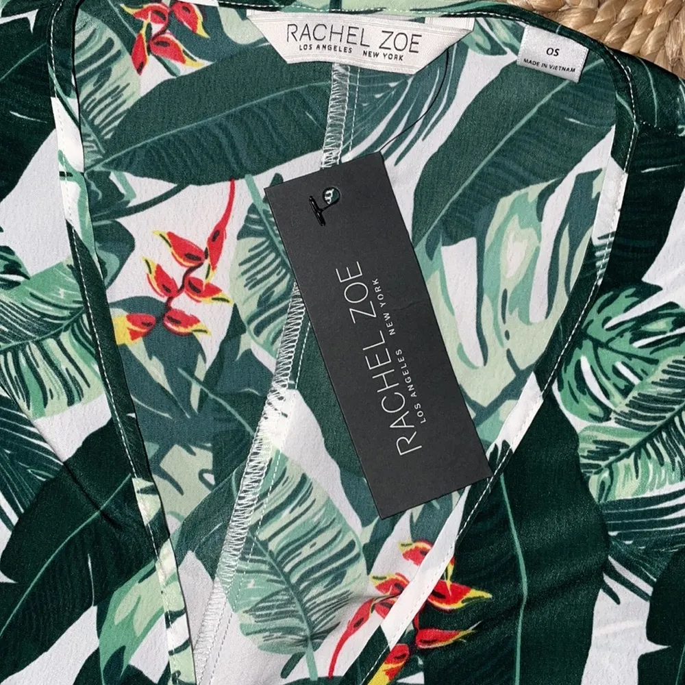 Rachel Zoe Leaf Green Printed Maxi Kimono Open Cardigan OS Rachel Zoe OS - Image 3