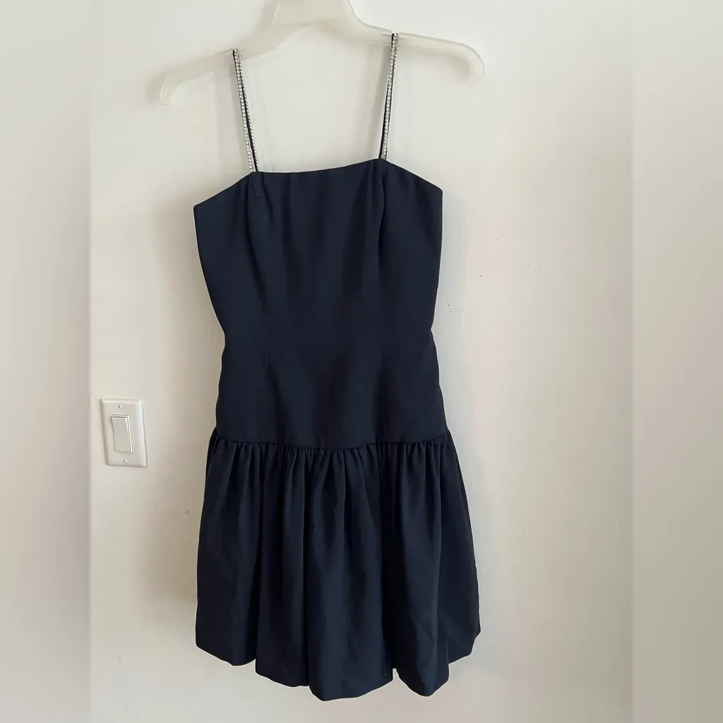 Vintage 1980s Morton Myles for The Warrens Navy Blue Rhinestone Strap Size 6 - Image 2