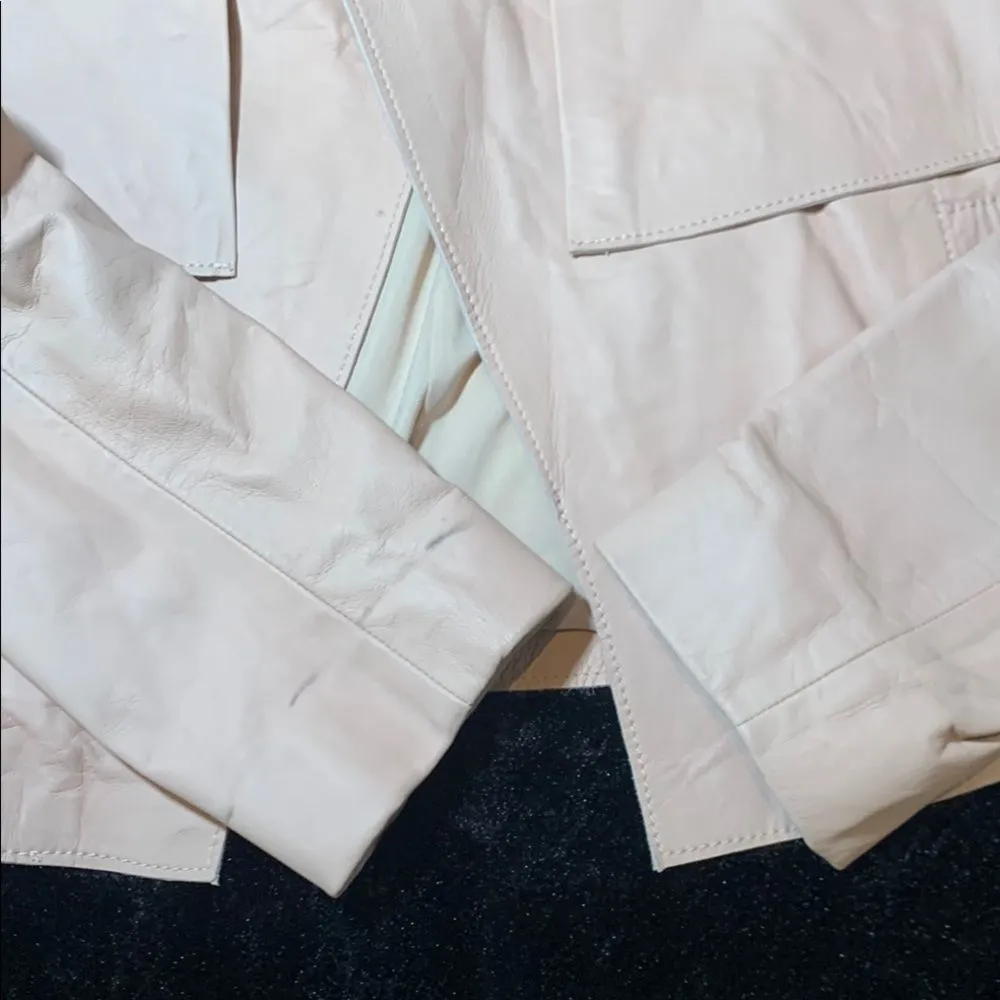 Women's Blush Pink Crop Leather Jacket by Halogen Size Medium - Image 9