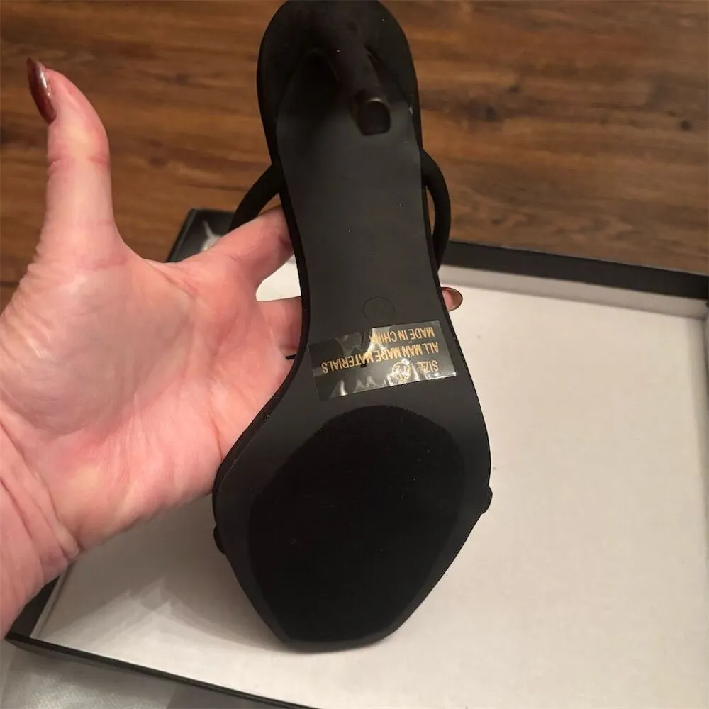 Lulus Women's theyaa Black Strappy High Heel Sandals Size 7.5 Formal - Image 11