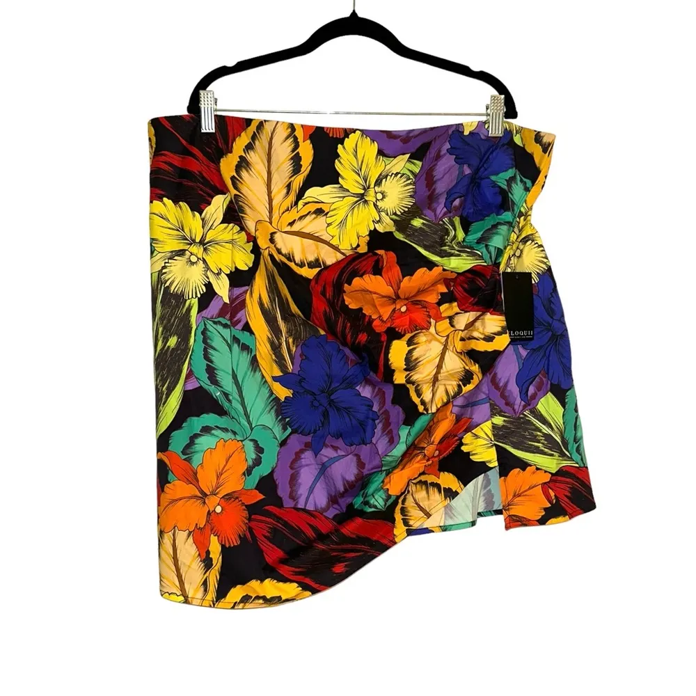 NWT Eloquii Tropical Asymmetrical Ruched Side Mini Skirt 18 - Image 3