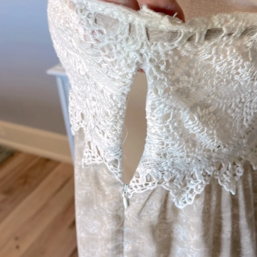 Hem& Thread Cotton Dress Spaghetti Strap Crochet Lace Sundress Womens Small - Image 15