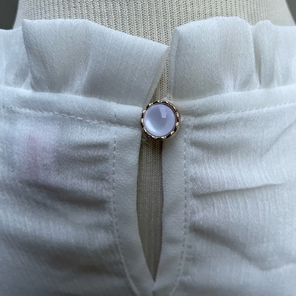 Feminine Chiffon Embroidered Lace Blouse White - Image 9