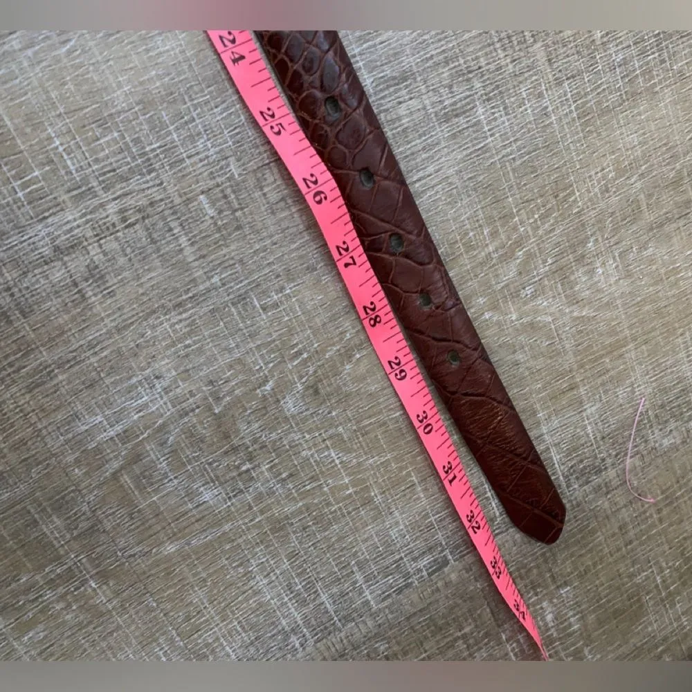 Kenneth Cole Waist Belt Women's Small Brown Leather Crocodile Embossed Classic - Image 8