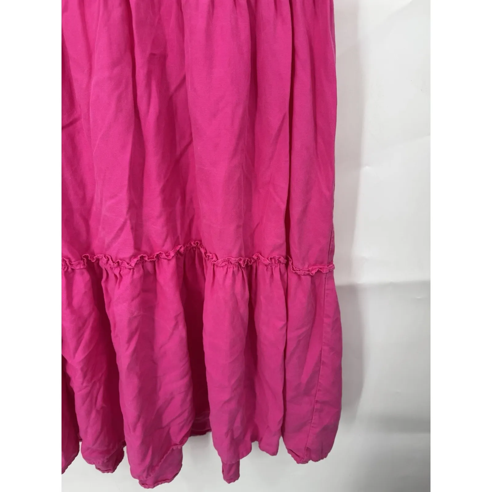 Crown & Ivy Tiered Ruffle Midi Dress Sz M Pink Peasant Cottage Preppy Coquette - Image 6