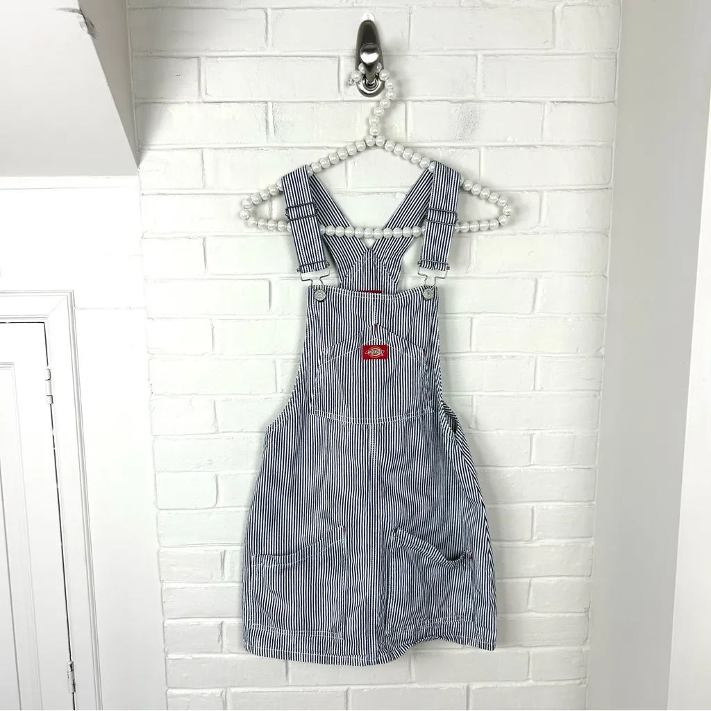 Dickies Striped Denim 100% Cotton Overalls Mini Dress Size XS - Image 2