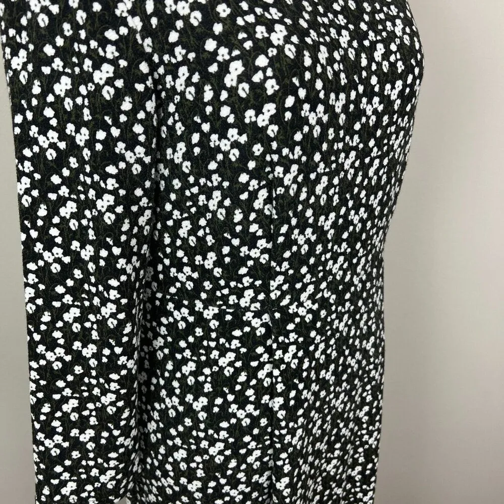 Max Mara Weekend Dress Womens Medium Black Green Floral Sheath Stretch Knit Knee - Image 14